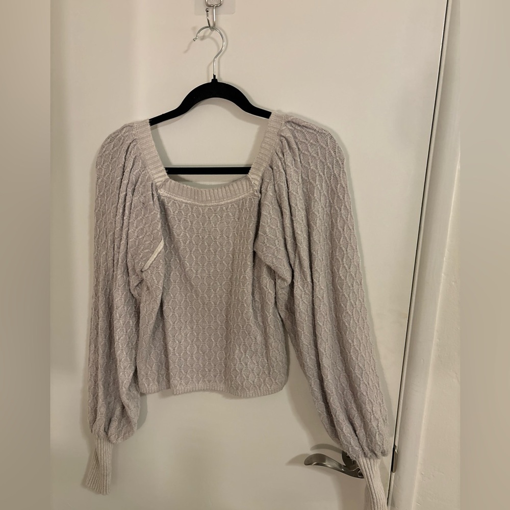 Olivia Pullover Sweater Crop Balloon Sleeve grey
